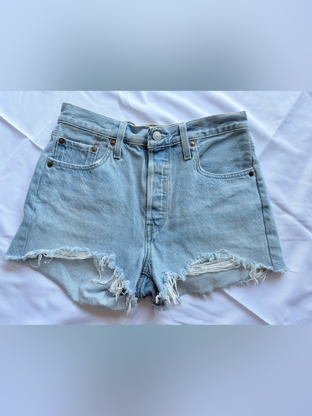 Levi’s 501 Button Fly Cotton High Rise Denim Shorts Size 28 - Picture 3 of 13